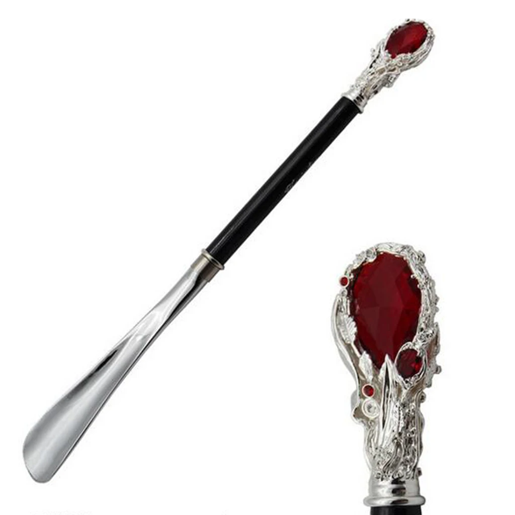 Long Metal Shoe Horn with Schima Wood Handle & Solid Brass Animal Horse Head Long handle luxurious metal shoe horn