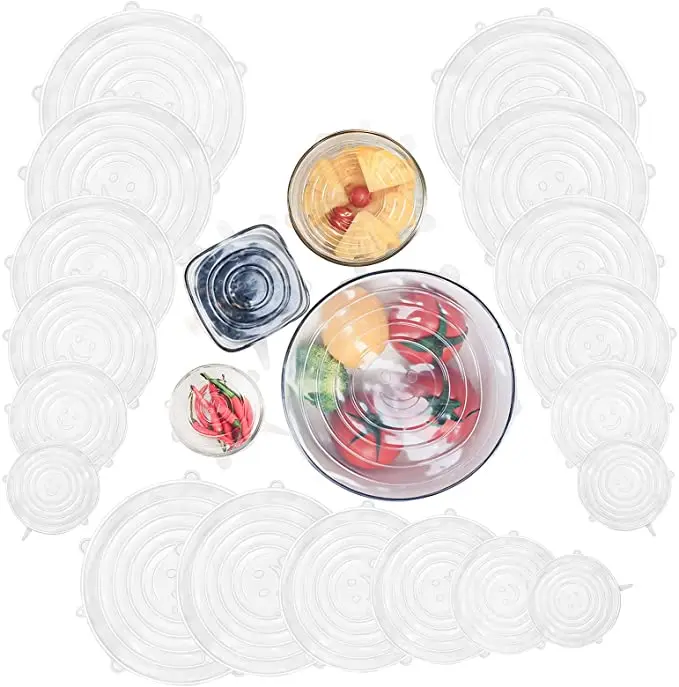 6/12/18/24 Pcs Silicone Cover Stretch Lids Reusable Airtight Food Wrap Covers Keeping Fresh Seal Bowl Stretchy Wrap Cover