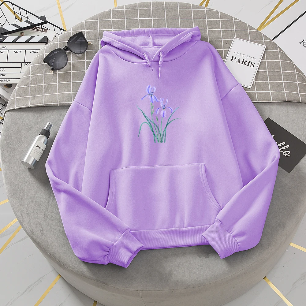 

Women Harajuku Rose Hoodies Winter Kpop Flower Print Korean Style Sweatshirt Casual Loose Female Pullovers Streetwear