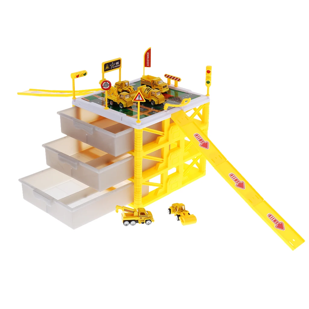 Mini Parking Lot Car Storage Garage Box Toy Building Playset -Engineering
