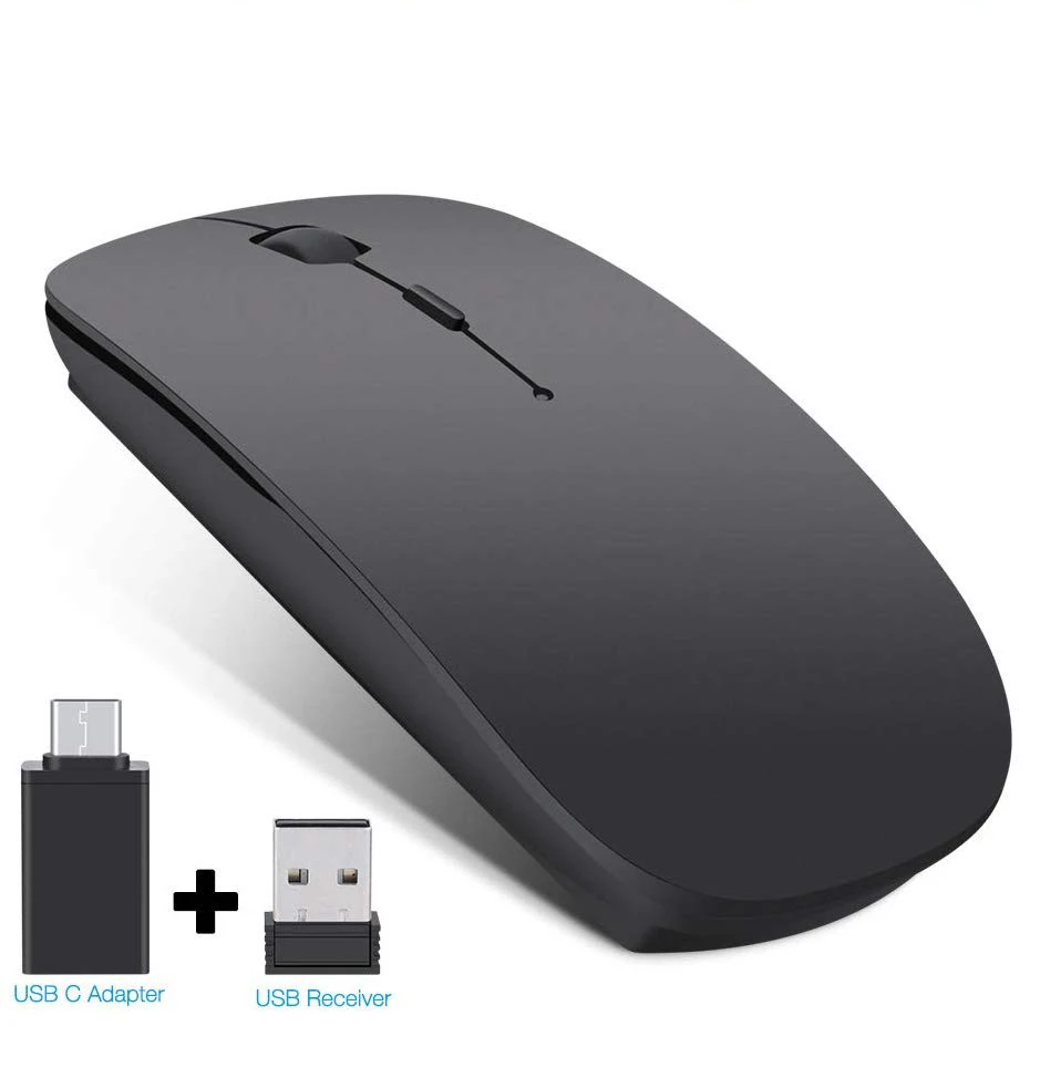 

Rechargeable Wireless Mouse Noiseless Mute Silent Click Optical Mouse Mice with USB Receiver Type C for Laptop Desktop Mackbook