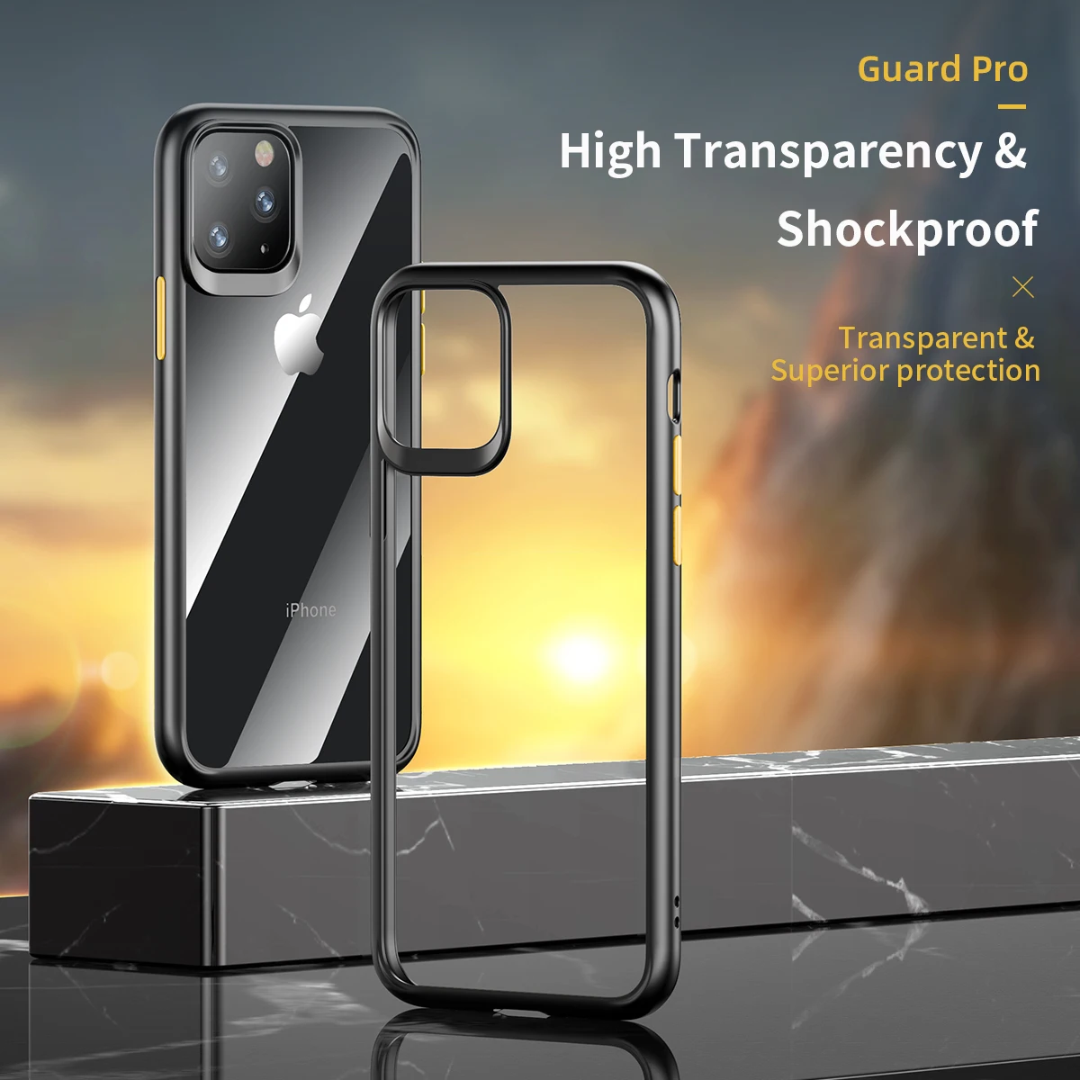Защитный чехол ROCK для iPhone 11 Pro Max, противоударный прозрачный силиконовый защитный чехол на заднюю панель для iPhone 5," 6,1" 6," дюймов