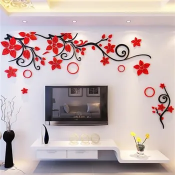 

Wall Sticker Flower Vine Tv Background Decor 3d Living Room Wallpaper Romantic Wall Decals Art Mural Home Decor Wall Stickers W