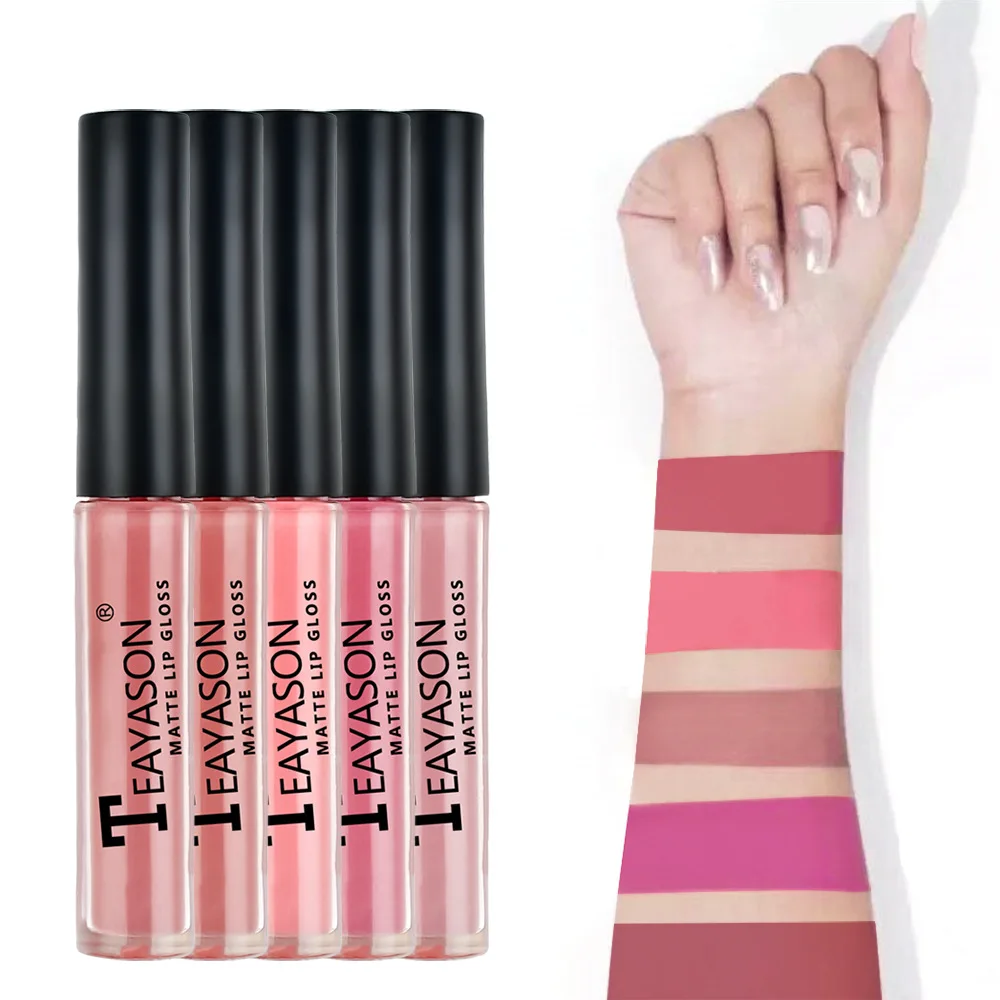 5Pcs/set Liquid Matte Lipstick Beauty Makeup Tint Long Lasting Waterproof Sexy Velvet Lip Gloss Pigment Nude Lip Kit Maquiagem