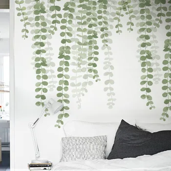 

85*73cm Removable Green Leaf Vine Wall Stickers for Living room TV Background Self-adhesive Wall Decals Vinyl DIY Wall Murals