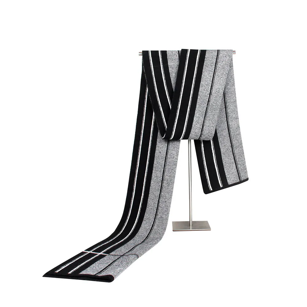 Black Men Scarf FS классический британский для мужчин Кашемир пашмины Echarpe Homme зимние теплые роскошные брендовая дизайнерская обувь длинный шарф мягкий обёрточная - Цвет: Black Men Scarf