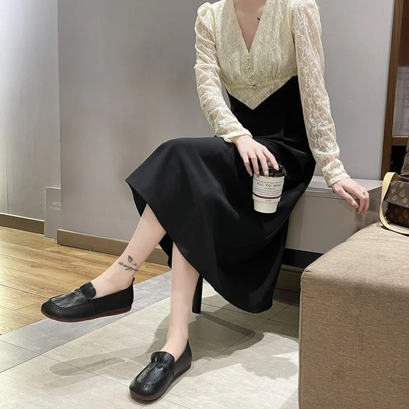 Soft-soled flats shoes women's 2022 fashion loafers comfortable mother flat casual Round Toe lazy shoes Korean ladies shoes