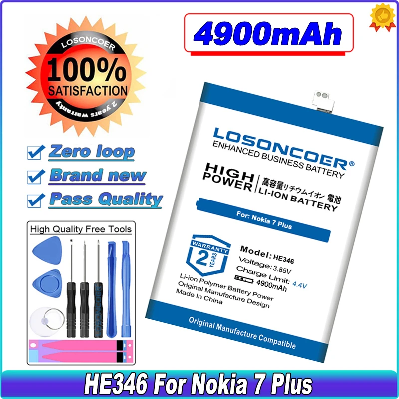 

LOSONCOER HE346 4900mAh Battery For Nokia 7 Plus 7Plus 7P N7P N 7P N7 P Mobile Phone Battery +Free Tools in stock