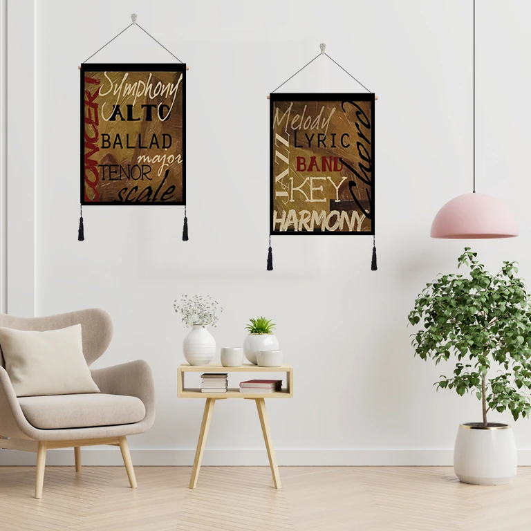 

Polyester hemp Letter Alto Ballad tapestry wall decoration Tassel Wall Hanging Tapestry For Home Living Room