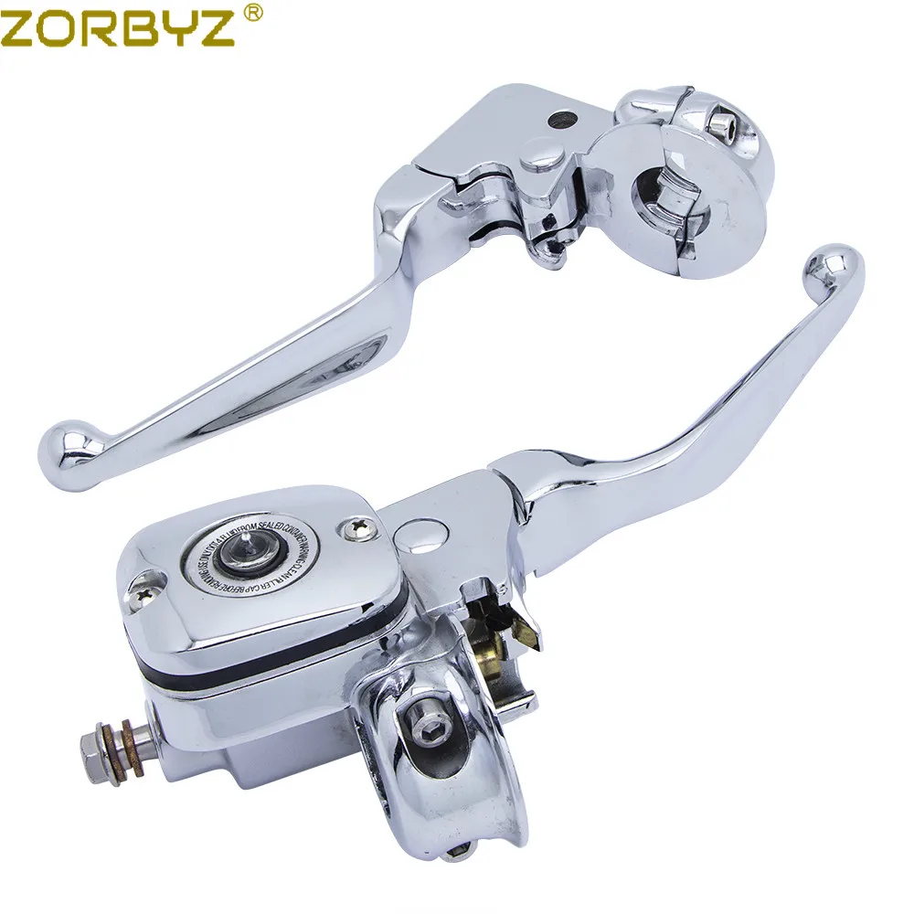 ZORBYZ 오토바이 크롬 브레이크 클러치 레버 펌프 마스터 실린더, 할리 소프테일 디럭스 로드 킹 팻 보이 브레이크아웃
