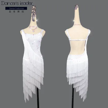 

Qian Yiwu's new Latin dance competition clothes show costume female adult professional sexy high-end white tassel skirt