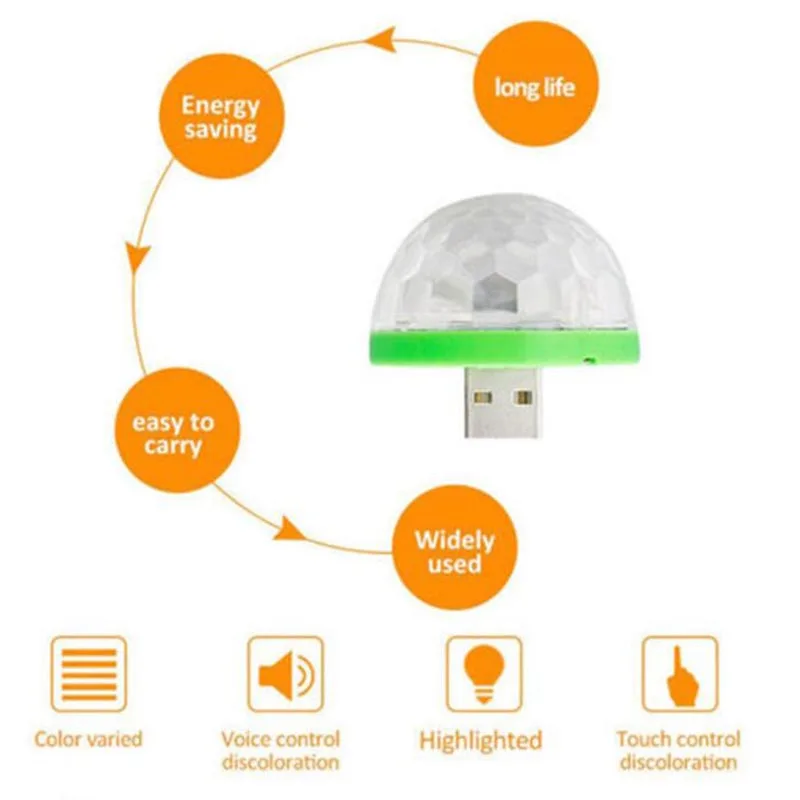 5 В USB светодиодный мини-сценическая дискотечная лампа ди-Джея мобильный телефон в автомобиле Рождество год вечерние освещение Авто вращающийся RGB лампа шар