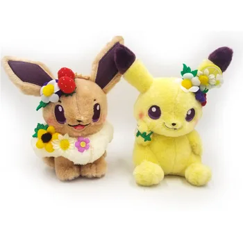 

Takara Tomy Eevee Pikachu Plush Lovely Anime Doll Kawaii Animal Gifts for Girlfriend Hobby Collectible Stuffed Pokemon Toy