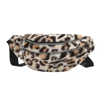 

New Leopard Crossbody Bags For Women Fashion Hobos Shoulder Bags Women Chest Bags Plush Fanny Pouch Casual Fanny Pack