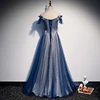 Noche Vestidos azul marino de la cordón hombro Bling de piso línea de longitud personalizado de talla grande vestido Formal R1365 ► Foto 3/6