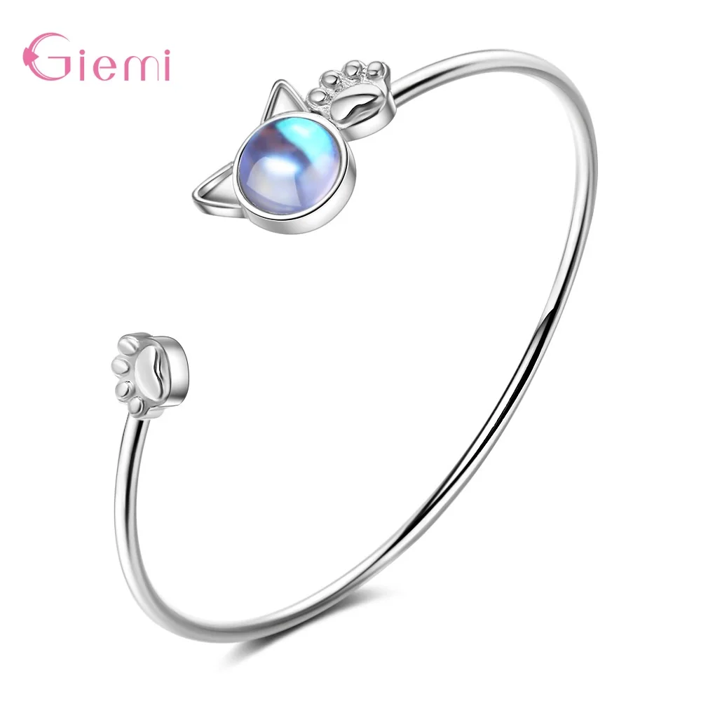 

Newest Fashion 100% 925 Silver Bangle & Bracelets For Women Authentic Silver Jewelry Little Cat Paw Pattern Bangles