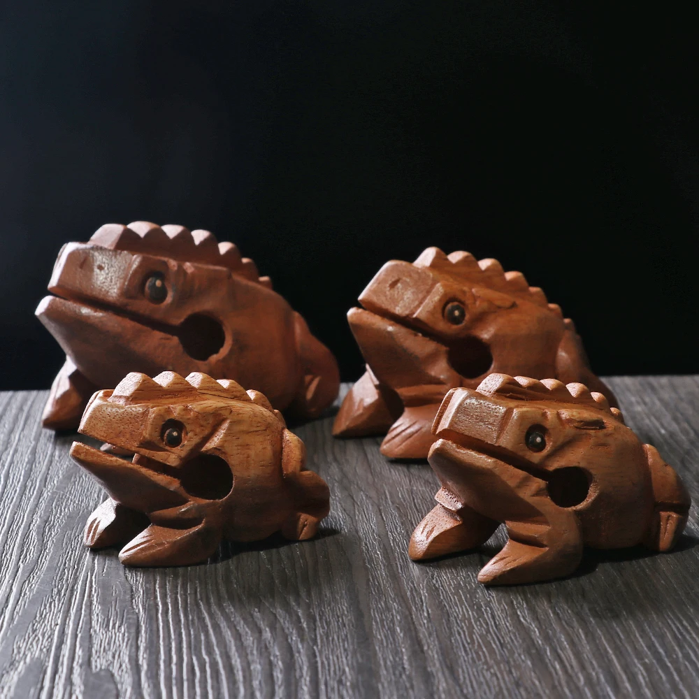 

1PC Wooden Block Money Frog Percussion Musical Instrument Fortune Symbol Home Office Decoration Art Figurines Decompress Toys