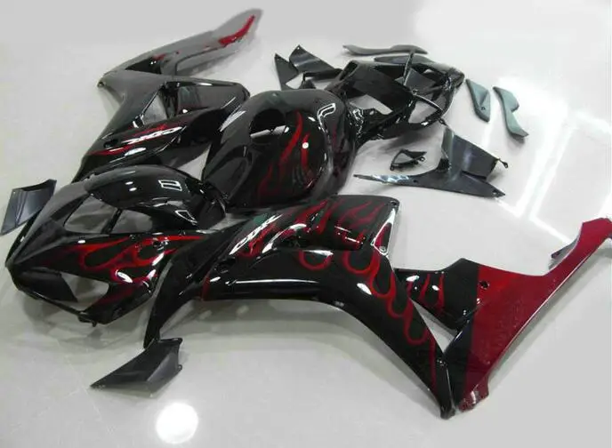 

Top Injection mold New ABS Full Fairing Kit Fit For Honda CBR1000RR 06 07 2006 2007 1000RR Fairings Hot Red Flame