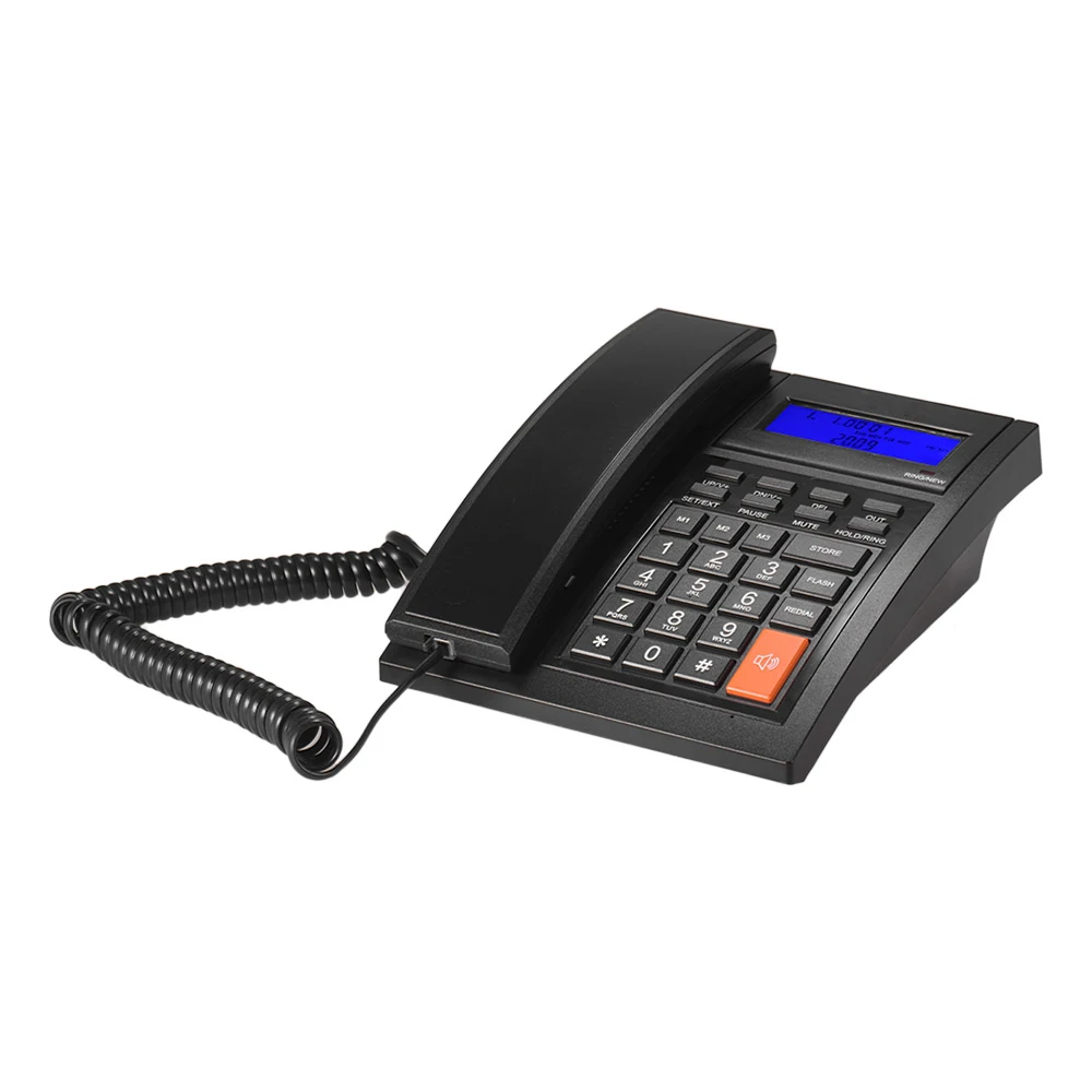 

Corded Phone Desktop Fixed Landline Telephone with Adjustable LCD Display Mute/ Pause/ Hold/ Flash/ Redial/ Hands Free Functions