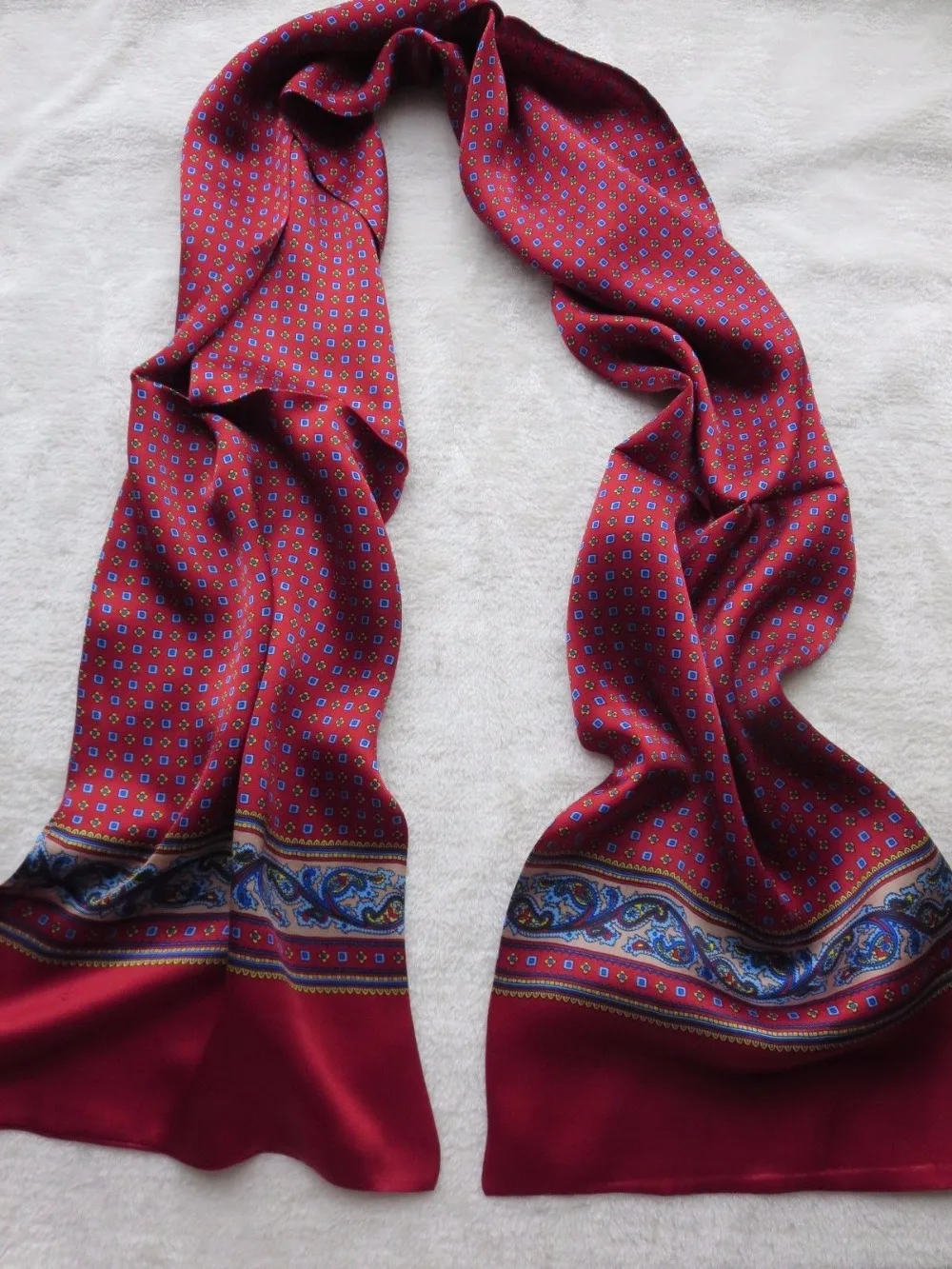 Мужской шарф из чистого шелка двухслойный Шелковый Платок Квадратный цветок сливы
