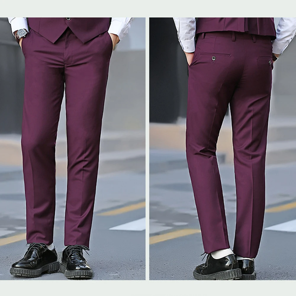 CYSINCOS Dress Suit Pants Men Men Solid Business Trousers Office Casual Social Pants Men's Classic Trousers pantalones hombre