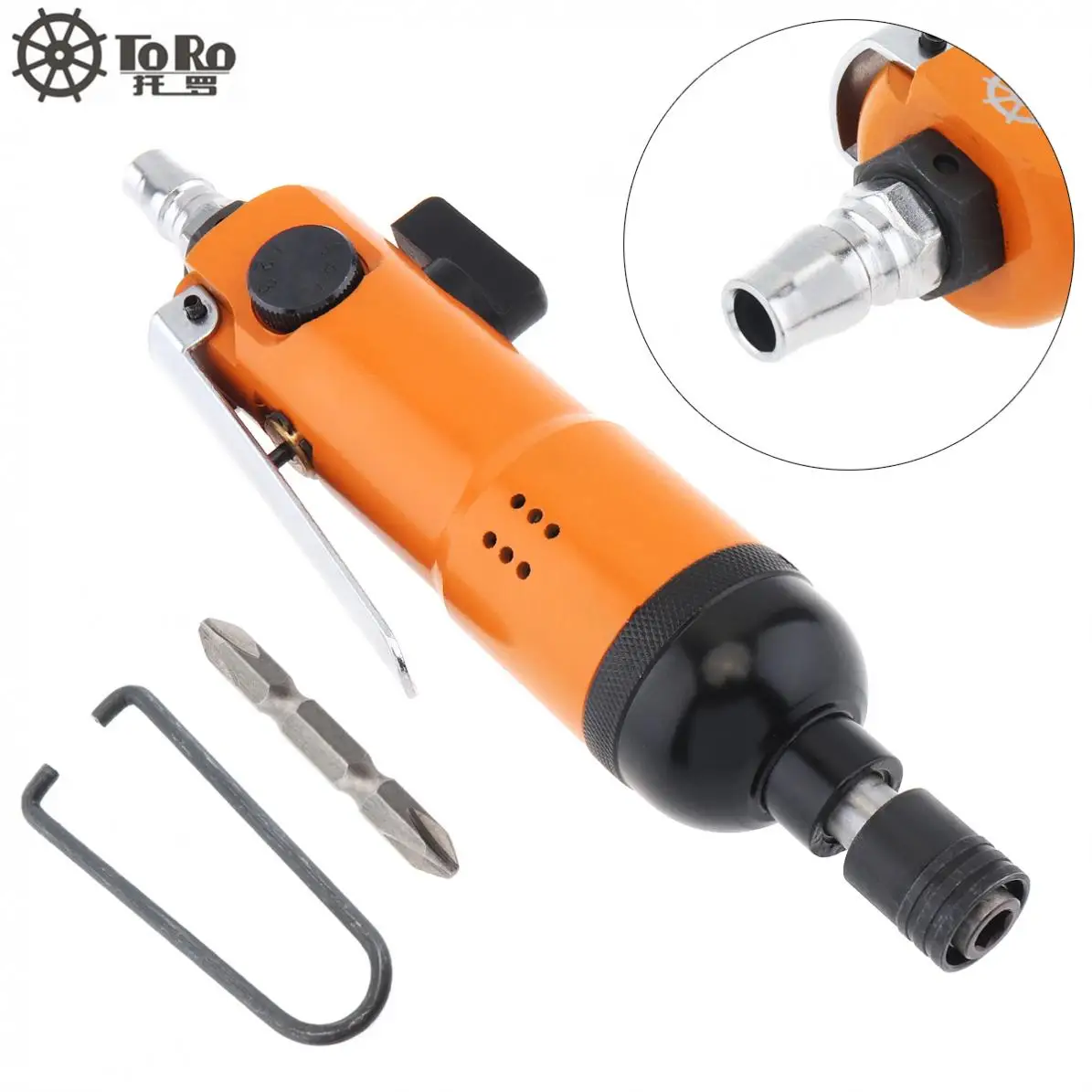 

TR-5HA 5mm 9000rpm Straight Shank Pneumatic Tools Air Screwdriver with Double-headed Screwdriver Bit and Small Hook