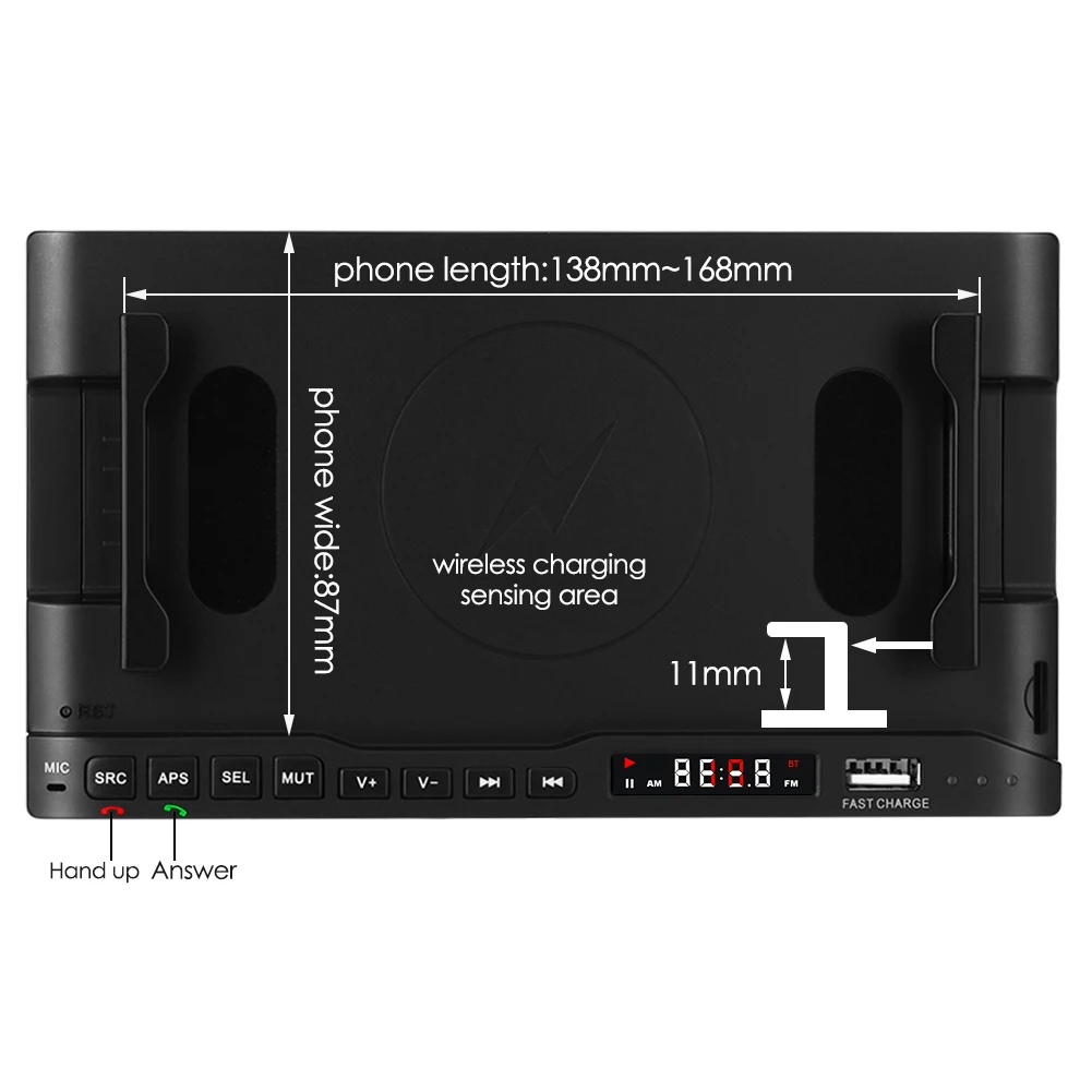 Многофункциональный Автомобильный mp3 плеер 15 Вт быстрая зарядка беспроводное зарядное устройство для iPhone samsung Bluetooth без потерь Музыкальный плеер держатель телефона
