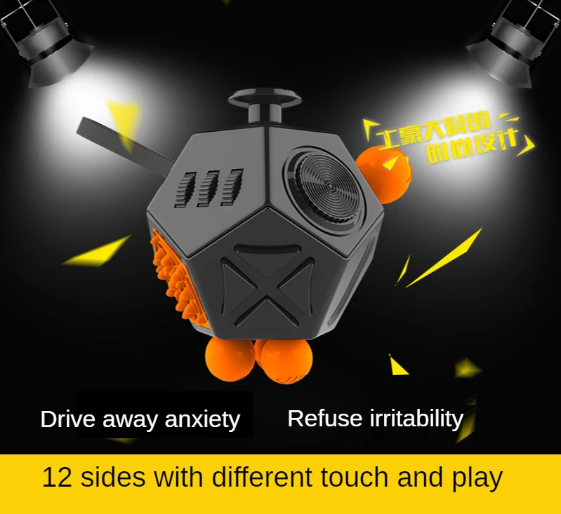 EDC Hand For Autism ADHD Anxiety Relief Focus Kids 12 Sides Anti-Stress Magic Stress Fidget Toys