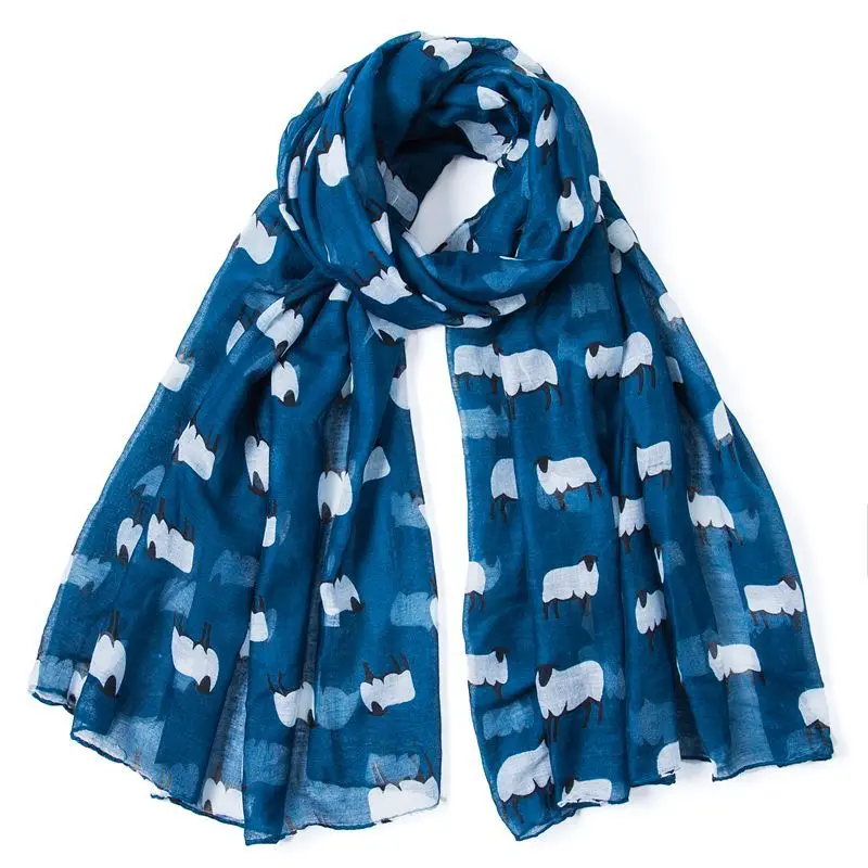 Стиль Европа и Америка Мода овец печатных Парижа пряжа шарф с животными солнцестойкая воздушная уютная шаль оптом Si