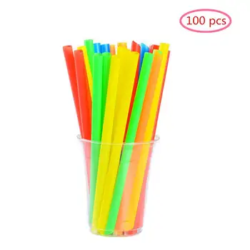 

100 Pcs Disposable Plastic Straws PP Multi Color Practical Drink Pearl Milkshake Fat Bubble Tea Drinking Straws Bar Accessories