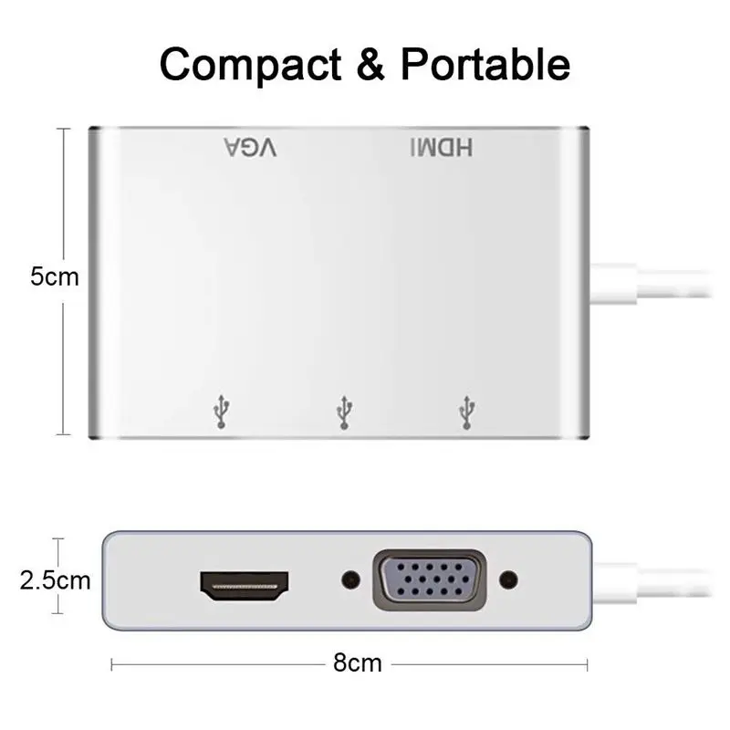Горячая 3C-USB type C к HDMI/USB 3,0 адаптер, USB 3,1 type C адаптер 4K HDMI цифровой AV многопортовый адаптер, Совместимость с Thunderbolt 3, U