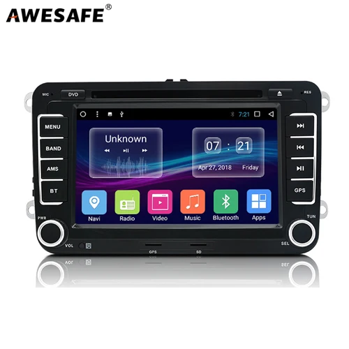 AWESAFE 2 Din Автомобильный Радио мультимедийный плеер gps Навигация DVD для Volkswagen GOLF 6 Polo PASSAT B6 SKODA seat Leon - Цвет: Черный