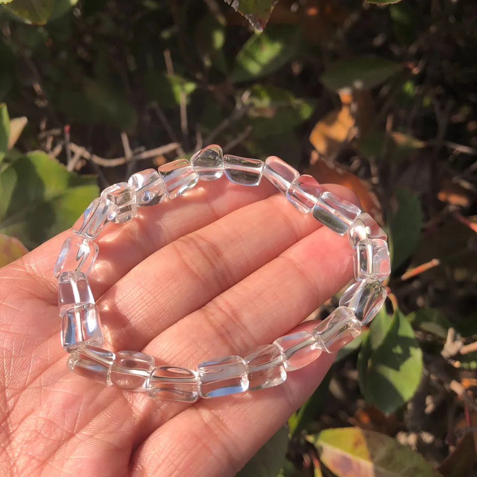 1 Pc Fengbaowu Natural White Clear Rock Quartz Bracelet