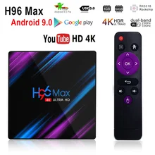 H96 MAX RK3318 Смарт ТВ коробка Android 9,0 4 Гб Оперативная память 64 Гб Встроенная память 4K WiFi медиаплеер Google голосовой помощник Поддержка Netflix Youtube