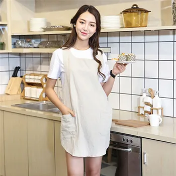 

Christmas Party Women Cotton Linen Cross Back Apron Japanese Housework Kitchen Wrap Pinafore Gifts Decorations for Party #0925