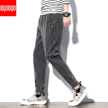 

Black Denim Jeans Trouser Men Cotton Japan Style Autumn Streetwear Regular Casual Pant Male Fashion Slim Fit Hip Hop Harem Pants