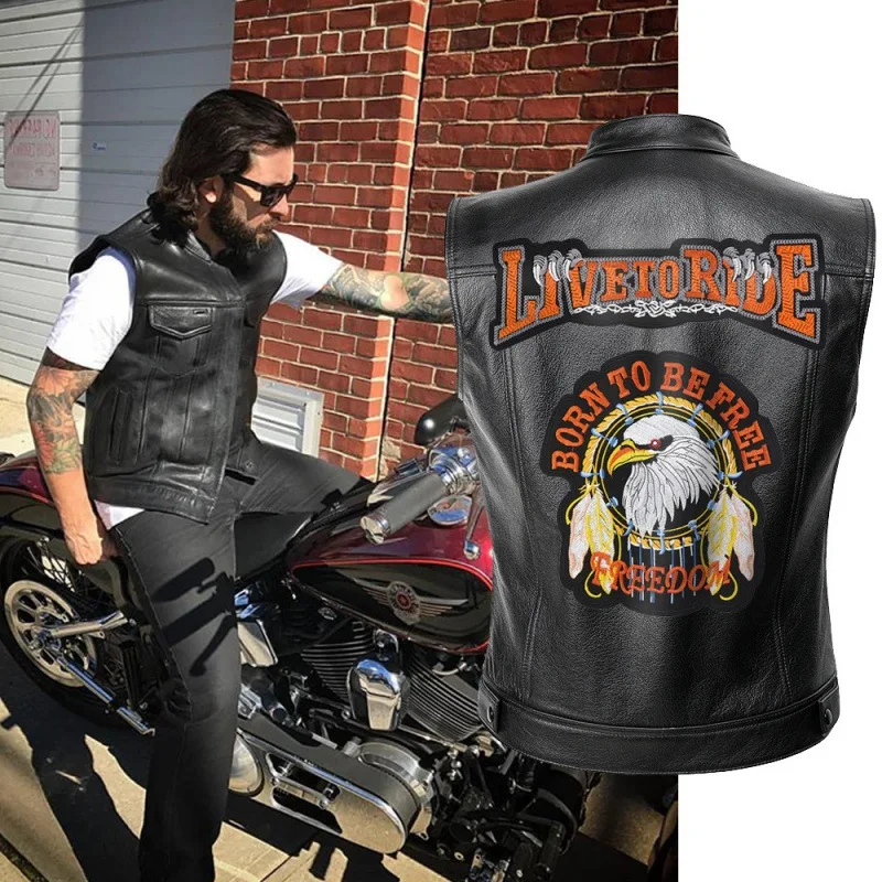 Men Motorcycle Leather Vest Jacket Motocross Equipment mens motorcycle jacket mens vest