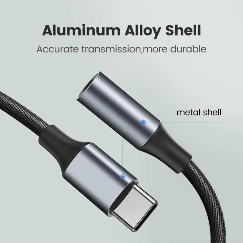 Кабель-адаптер USB-C для типа C до 3,5 мм разъем аудио кабель для наушников Aux Кабель-адаптер для Xiaomi смартфон аксессуар