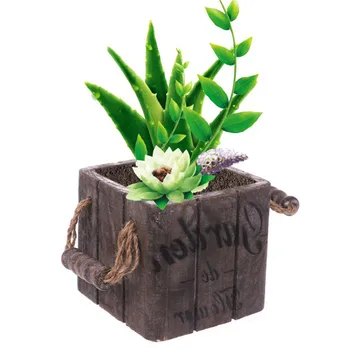 

Garden Plant Pot Vintage Wooden Flower Pot Basket Fleshy Succulent Planter Box Rectangle Gardening Table Flower Pot
