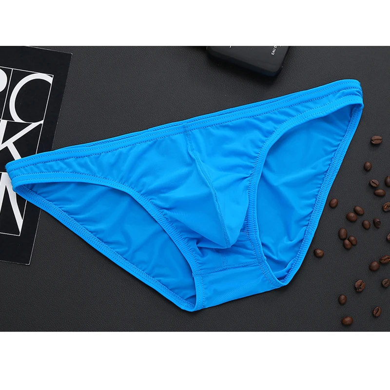 Slips transparents pour hommes, sous vêtement Sexy en Nylon, soie