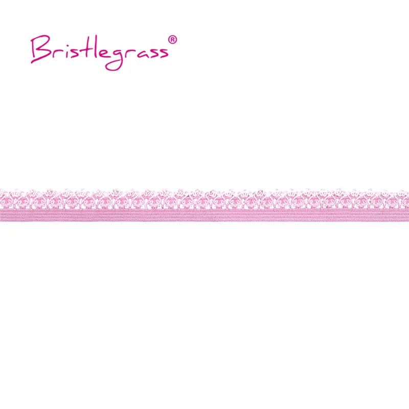 BRISTLEGRASS 피코 에지 레이스 트림 탄성 크라운 프릴 스판덱스 밴드 머리띠 란제리 재봉 공예, 롤당 50 100, 1/2 인치, 13mm