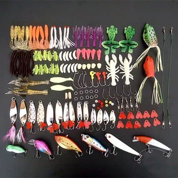 

Multi Fishing Lures Tackle Mixed Colors Plastic Metal Bait Soft Lure Kit Fishing Wobbler Spoon Pesca Peche Artificias Fish Lure