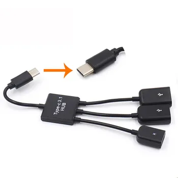 

USB 2.0 OTG Hub Cable 3 Splitter Port For PUBG Game Artifact Type-C/ Micro Adapter USB Data Line for Computer Tablet PC