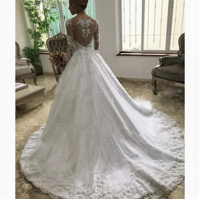 Sem Costas Princesa Bordado Vestido De Casamento Noiva 2022 Vestido De Noiva  De Renda De Luxo Incrível Pescoço Robe De Mariee - Vestidos De Noiva -  AliExpress