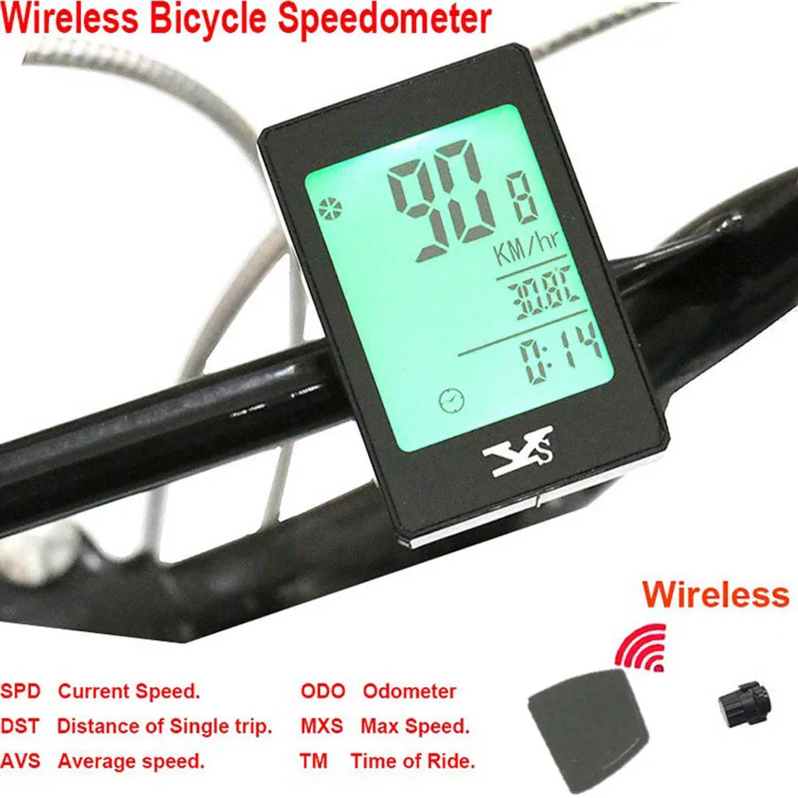 

Bike Computer Wireless Odometer bicycle Speedometer Stopwatch LCD Backlit Waterproof
