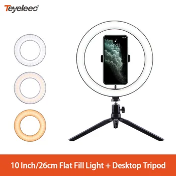 

Teyeleec 10 Inch Ring Fill Light Selfie Light Net Red Photography USB Light Makeup Video Live Studio Dimmable Light With Tripod