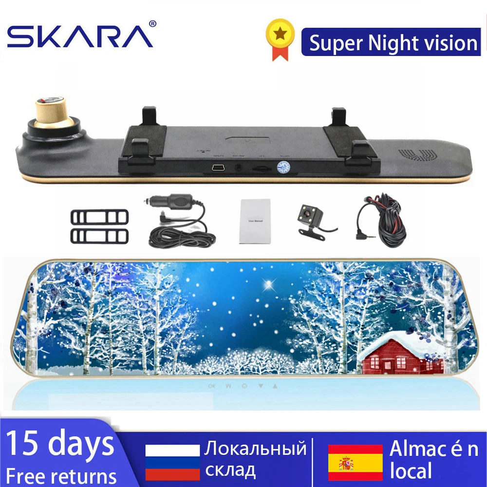 

SKARA Full HD 1080P Car Dvrs Rear View Mirror With Dual Lens Camera Night Vision Dash Cam dvr Digital Video Recorder DVR