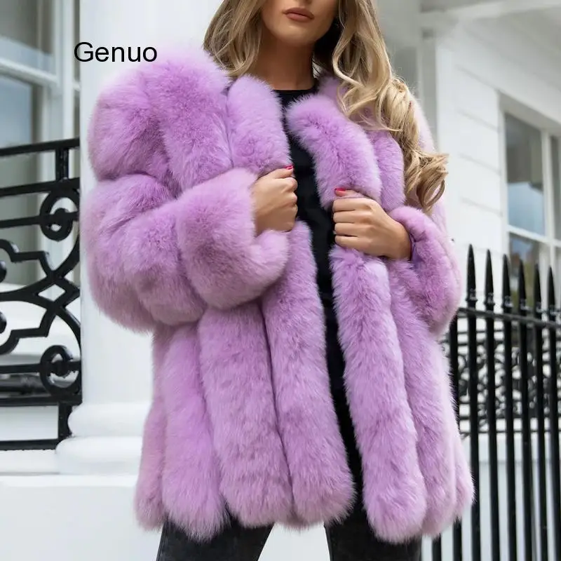 High Quality Fur Coat Women Clothes Faux Fox Fur Overcoat  Thicken Warm Long Coats Female New Autumn Winter Outwear