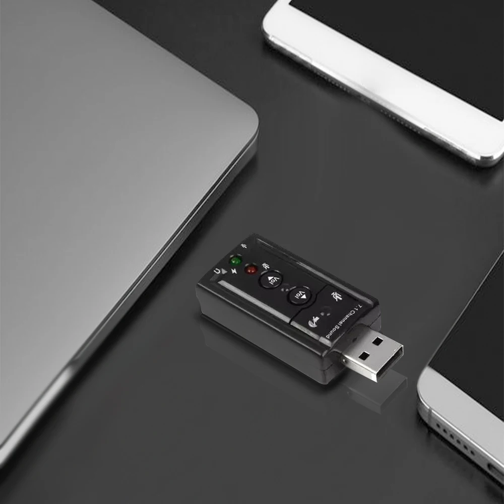 

7.1 USB Sound Card USB to Jack 3.5mm Headphone Audio Adapter External Micphone Sound Card For Mac Windows Compter Android Linux