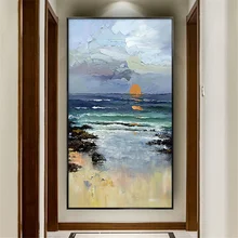 abstract Seascape Art Picture Handmade Modern Living Room Decor Oil Painting Thick oil Textured Sea Scenery canvas Wall Painting